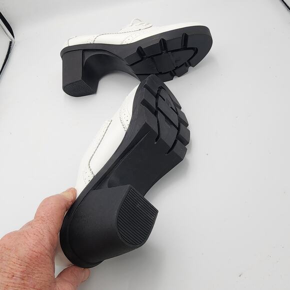 White‎ block Heal lace tie Oxford Shoes by Dadawen Ladies size 10.5 NWT - Picture 11 of 16